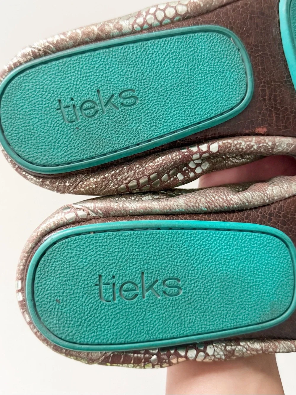 Tieks Metallic Snakeskin Ballet Flat 9 Wild Copper Leather Animal Print Travel - Picture 9 of 9